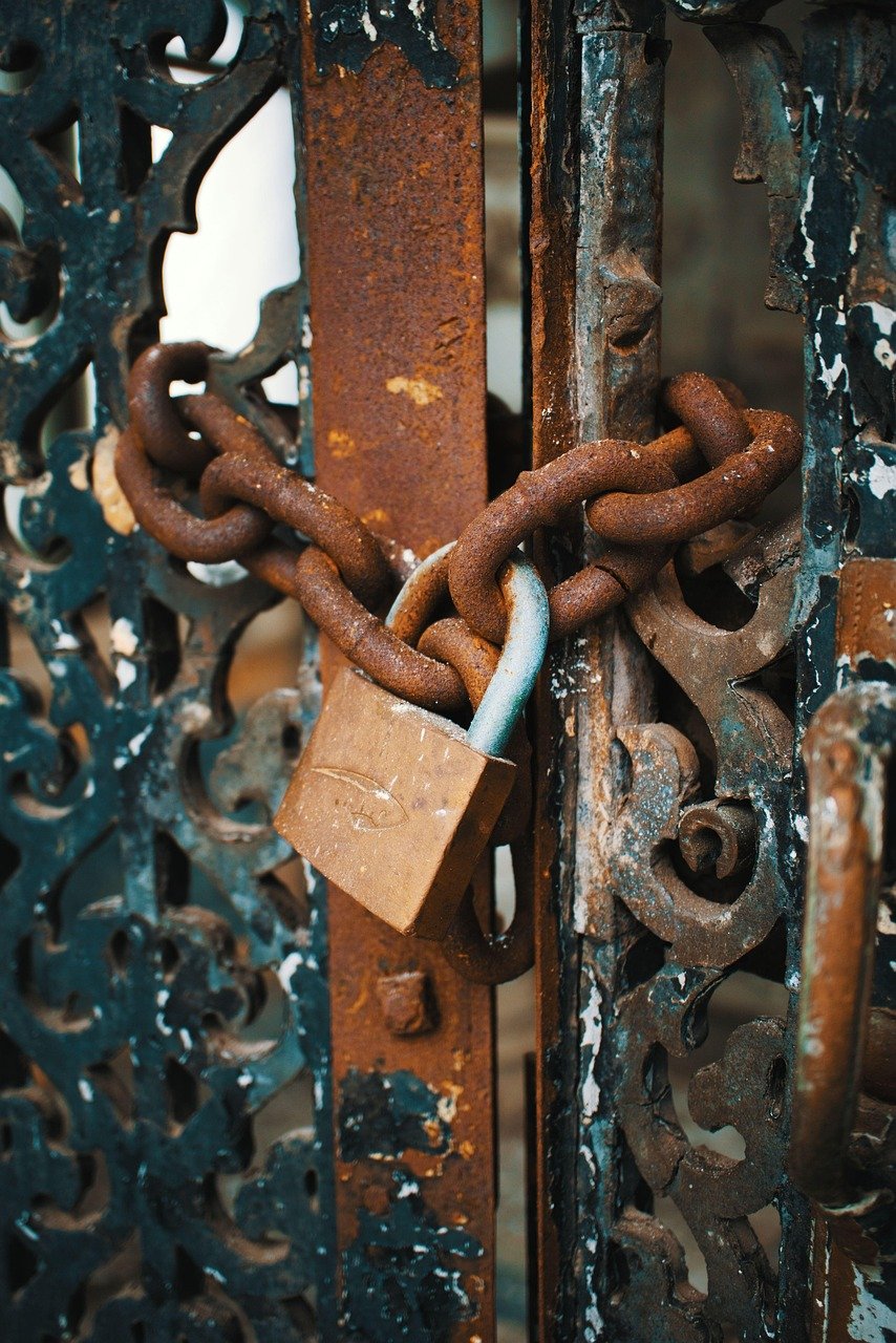 padlock, costa rica, locked gate, cemetery, metal gate, old gate, rusty chain